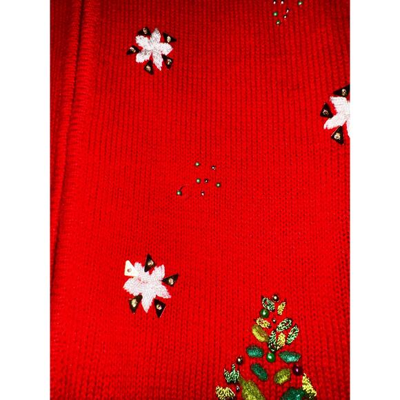 Mercer Street Christmas Sweater Vest Womens L Christmas Tree Snowflakes Beaded - Picture 6 of 8